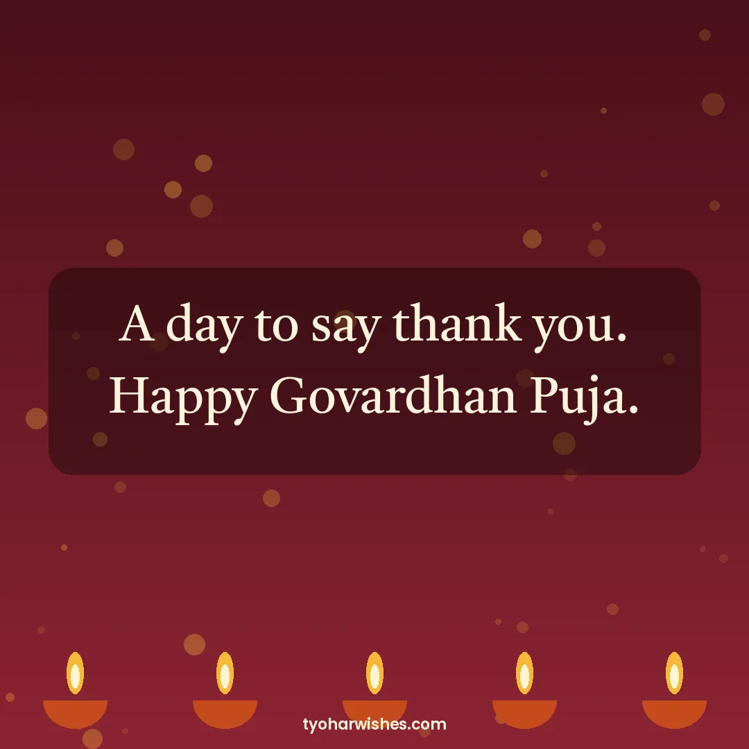 Govardhan Puja wish image: A day to say thank you. Happy Govardhan Puja.