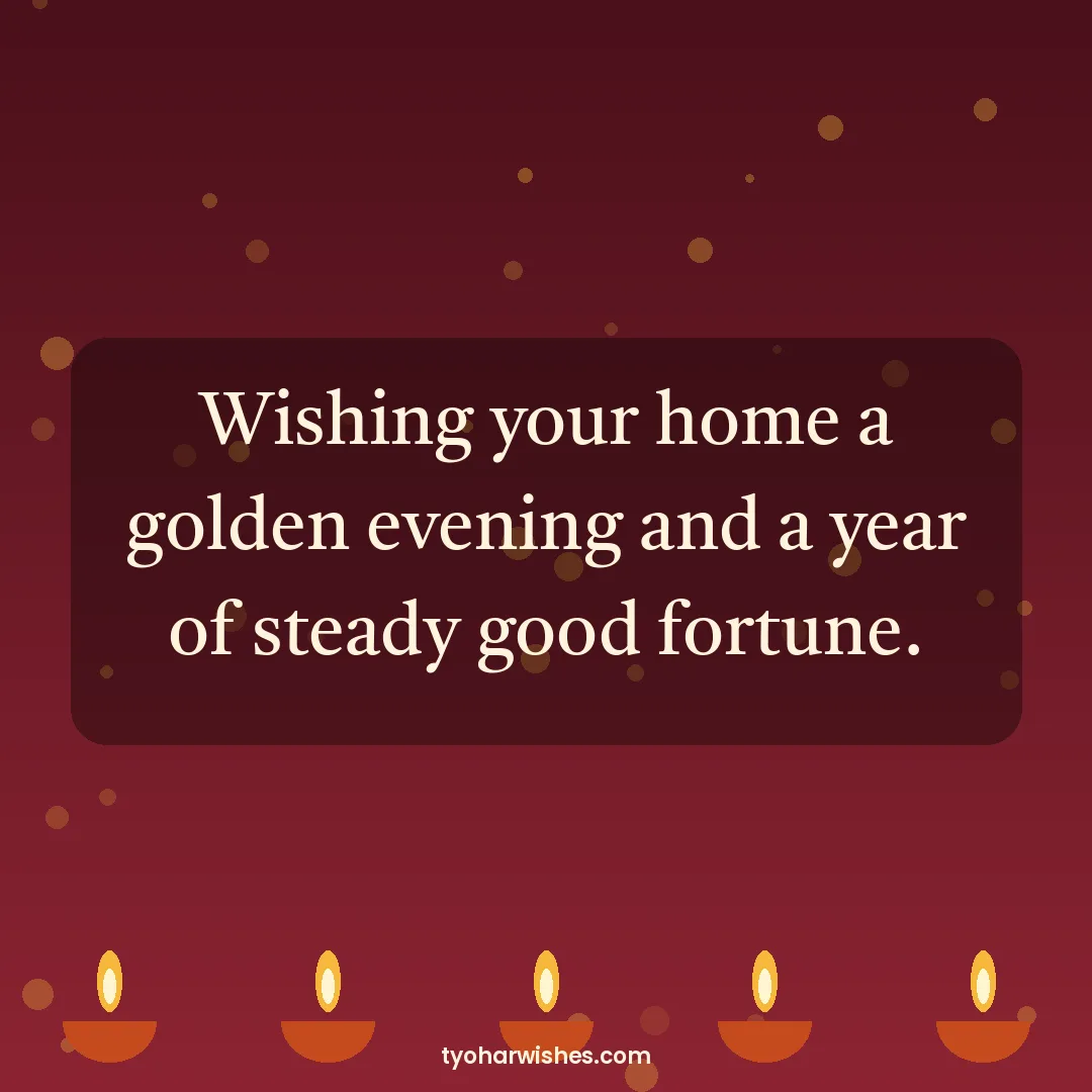 Lakshmi Puja wish image: Wishing your home a golden evening and a year of steady good fortune.