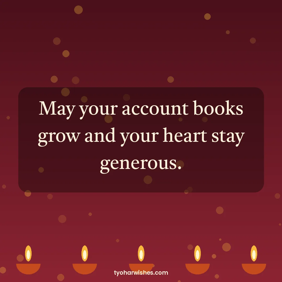 Lakshmi Puja wish image: May your account books grow and your heart stay generous.