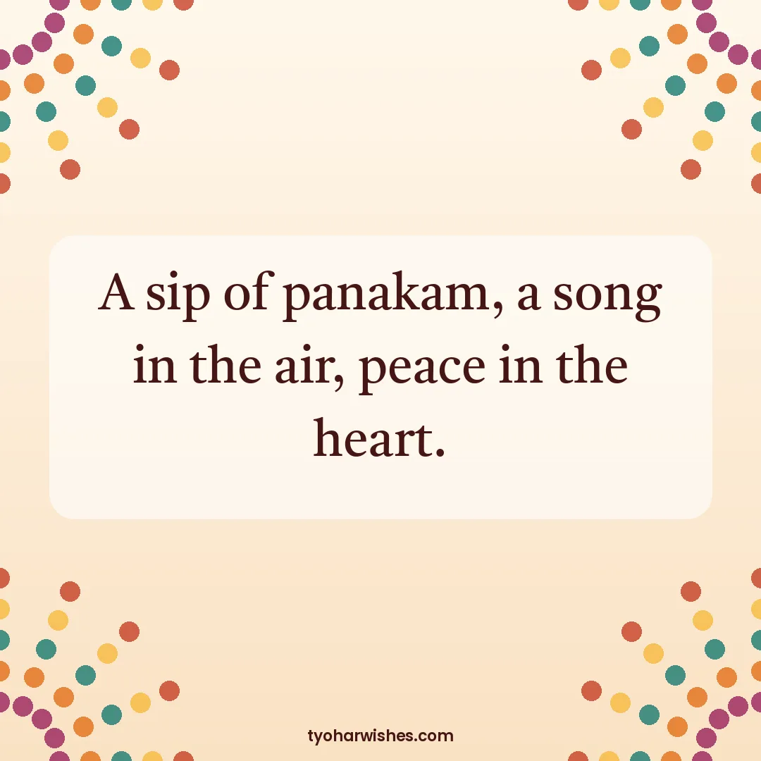 Ram Navami wish image: A sip of panakam, a song in the air, peace in the heart.