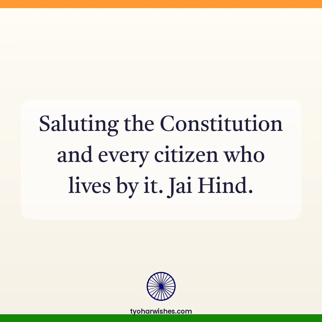 Republic Day wish image: Saluting the Constitution and every citizen who lives by it. Jai Hind.