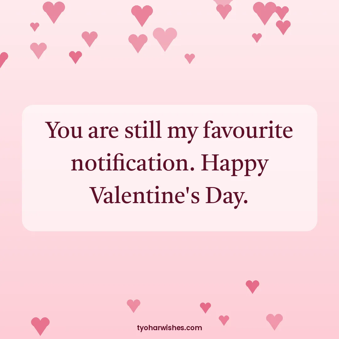 Valentine's Day wish image: You are still my favourite notification. Happy Valentine's Day.